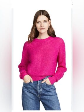 Veronica Beard Melinda Mohair & Alpaca Crewneck Sweater magenta pink small